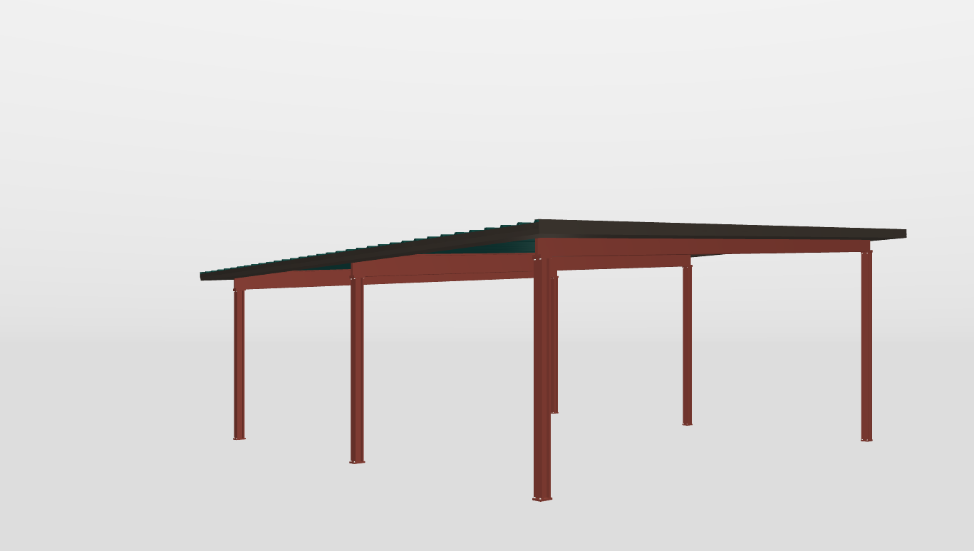 Front Red Iron Single Slope Carport 30'X30'X10-tall-ss