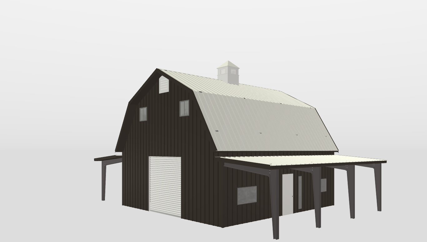 Perspective View Gambrel 30'X30'X10-tall