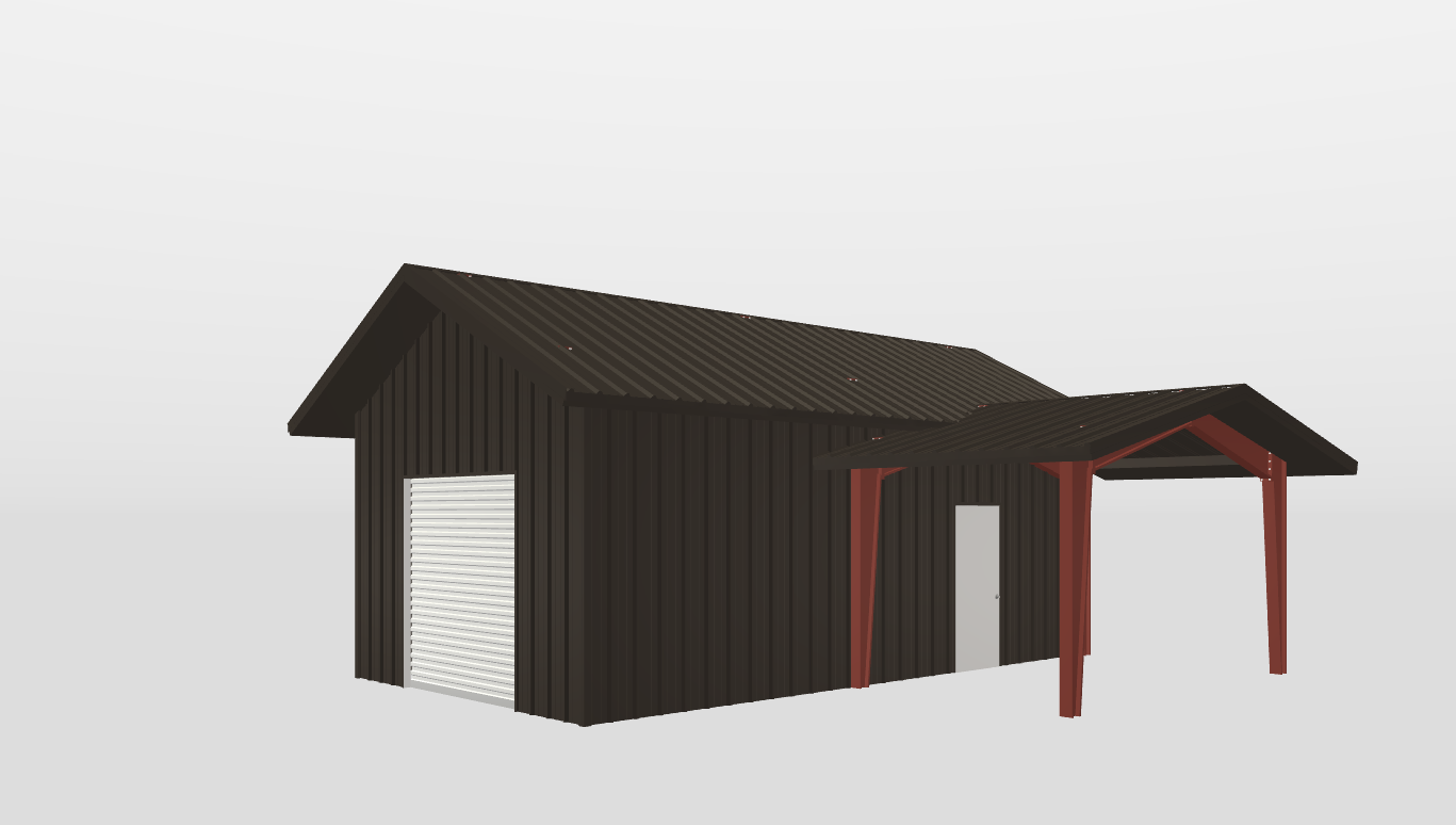 Perspective View Gable 16'X28'X10-tall