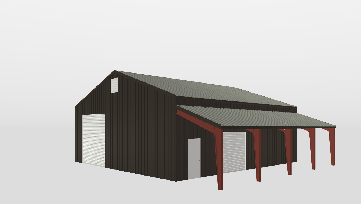 Perspective View Gable 40'X40'X13-tall