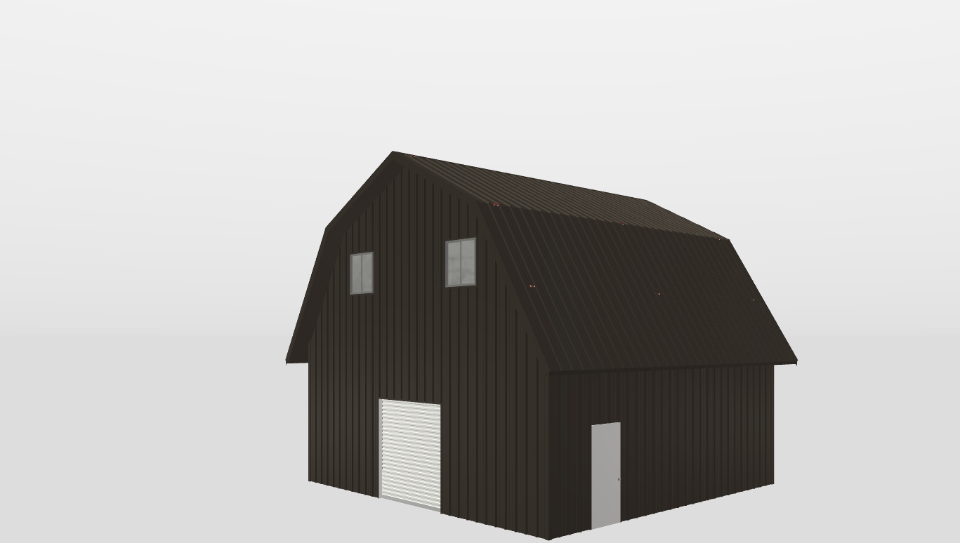 Perspective View Gambrel 30'X28'X12-tall