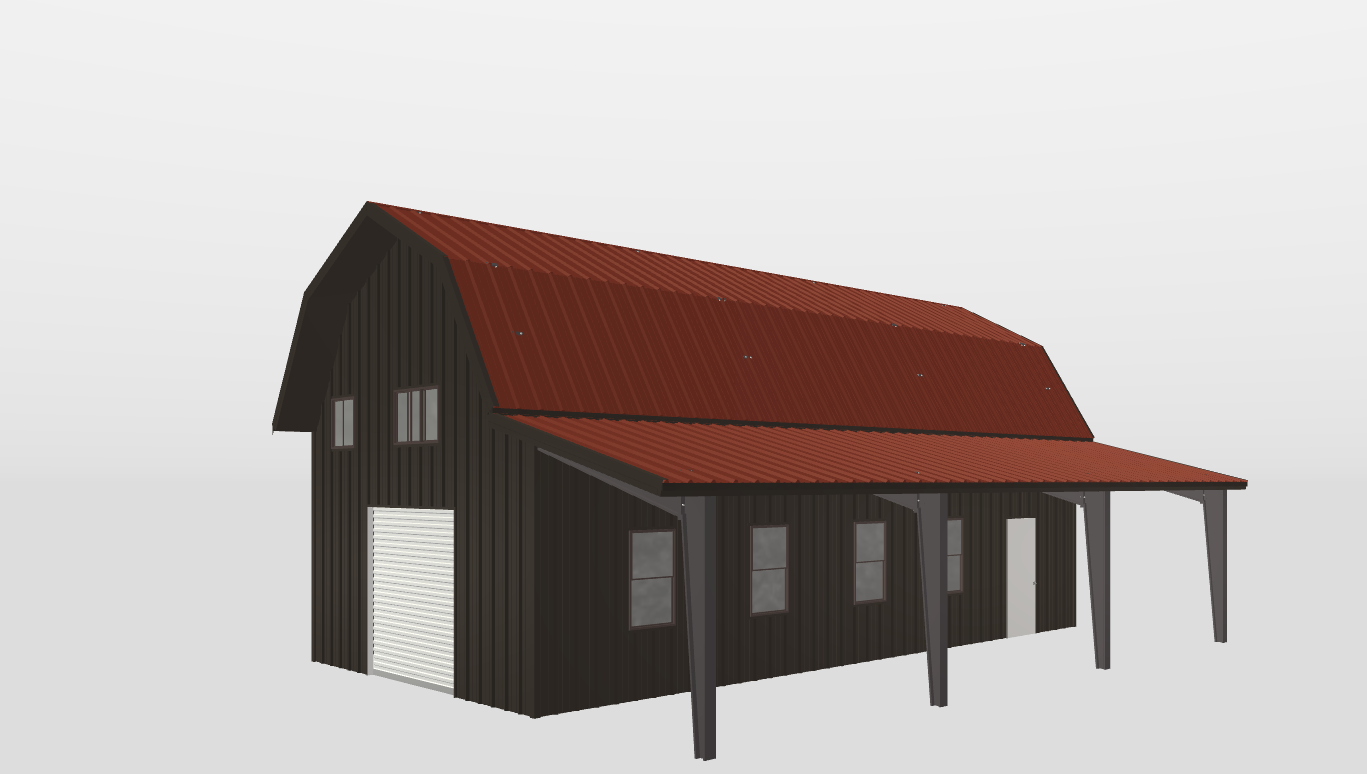 Perspective View Gambrel 20'X40'X11-tall