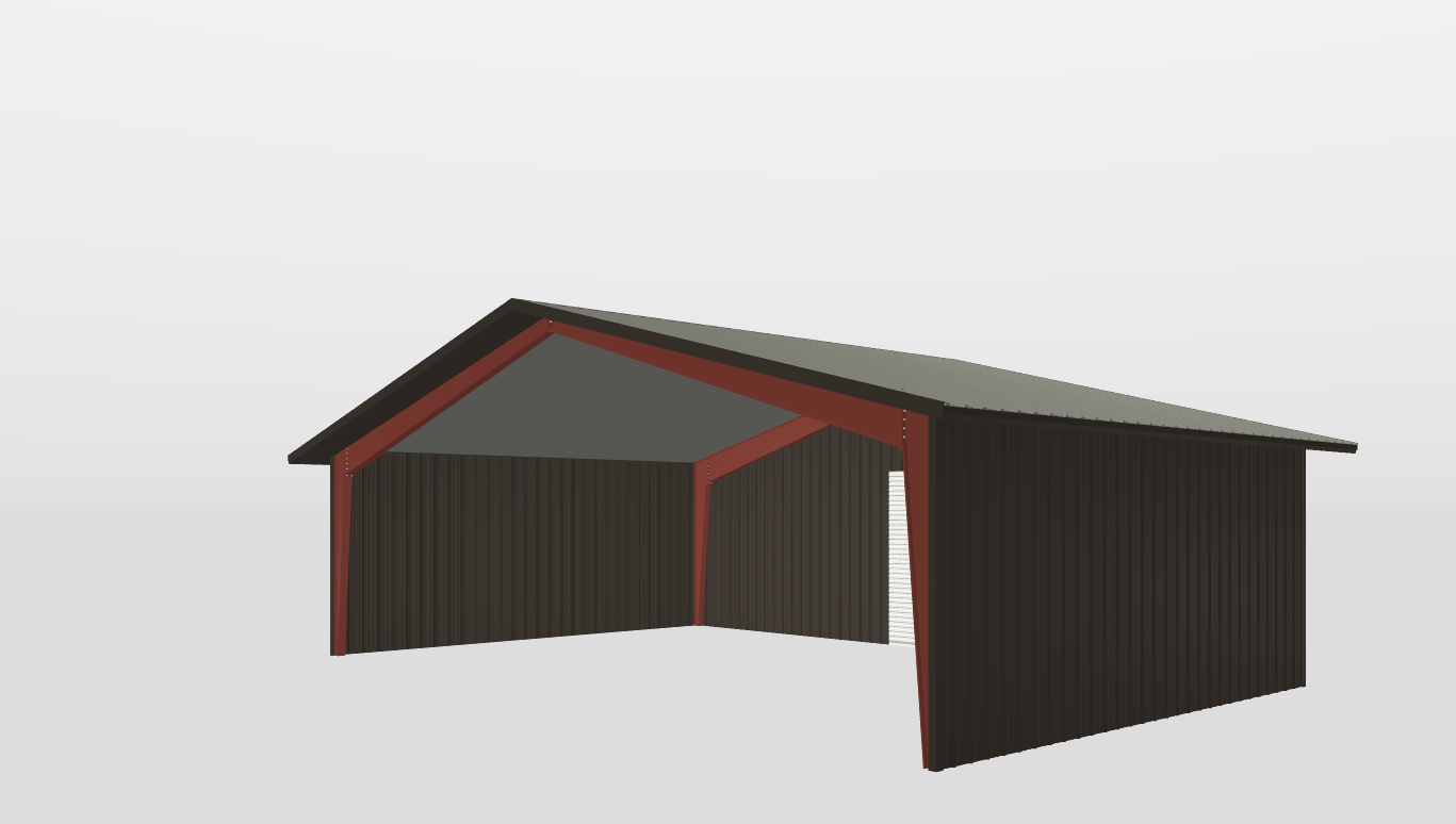 Perspective View Gable 50'X30'X12-tall
