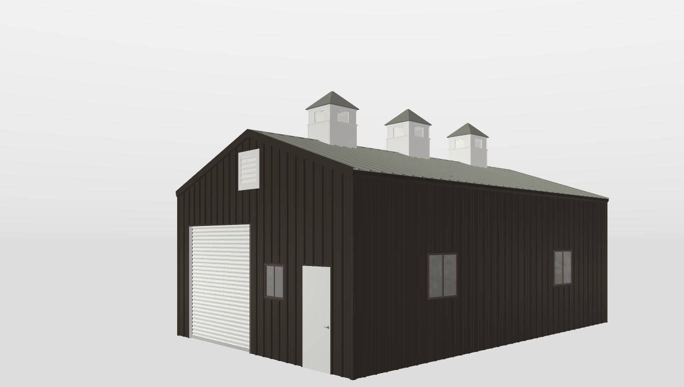Perspective View Gable 24'X36'X12-tall