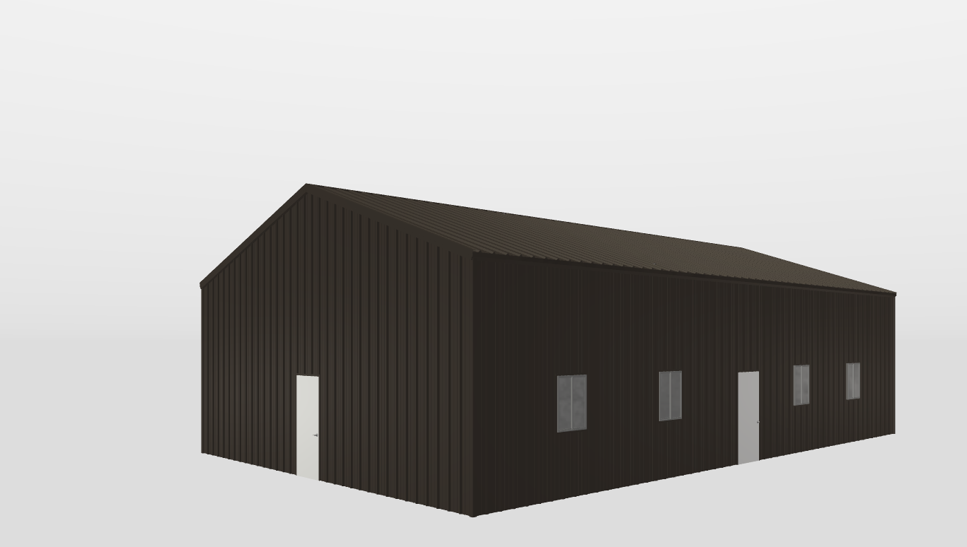 Perspective View Gable 35'X55'X13-tall