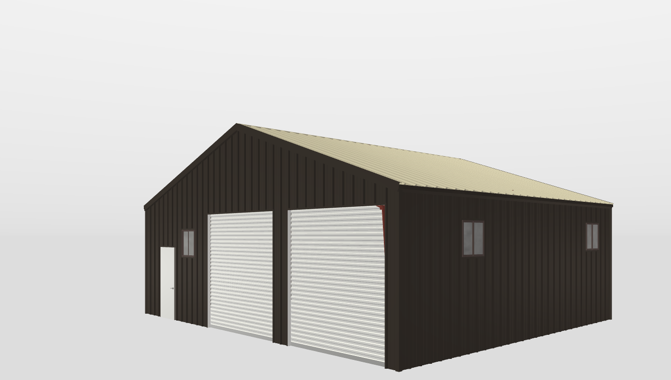 Perspective View Gable 36'X30'X10-tall