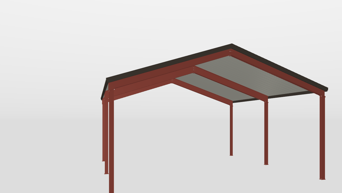 Right Red Iron Gable Style Carport 30'X30'X12-tall