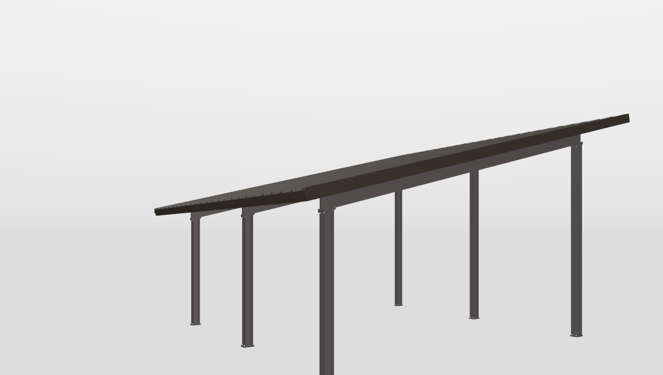 Front Red Iron Single Slope Carport 20'X20'X8-tall-ss
