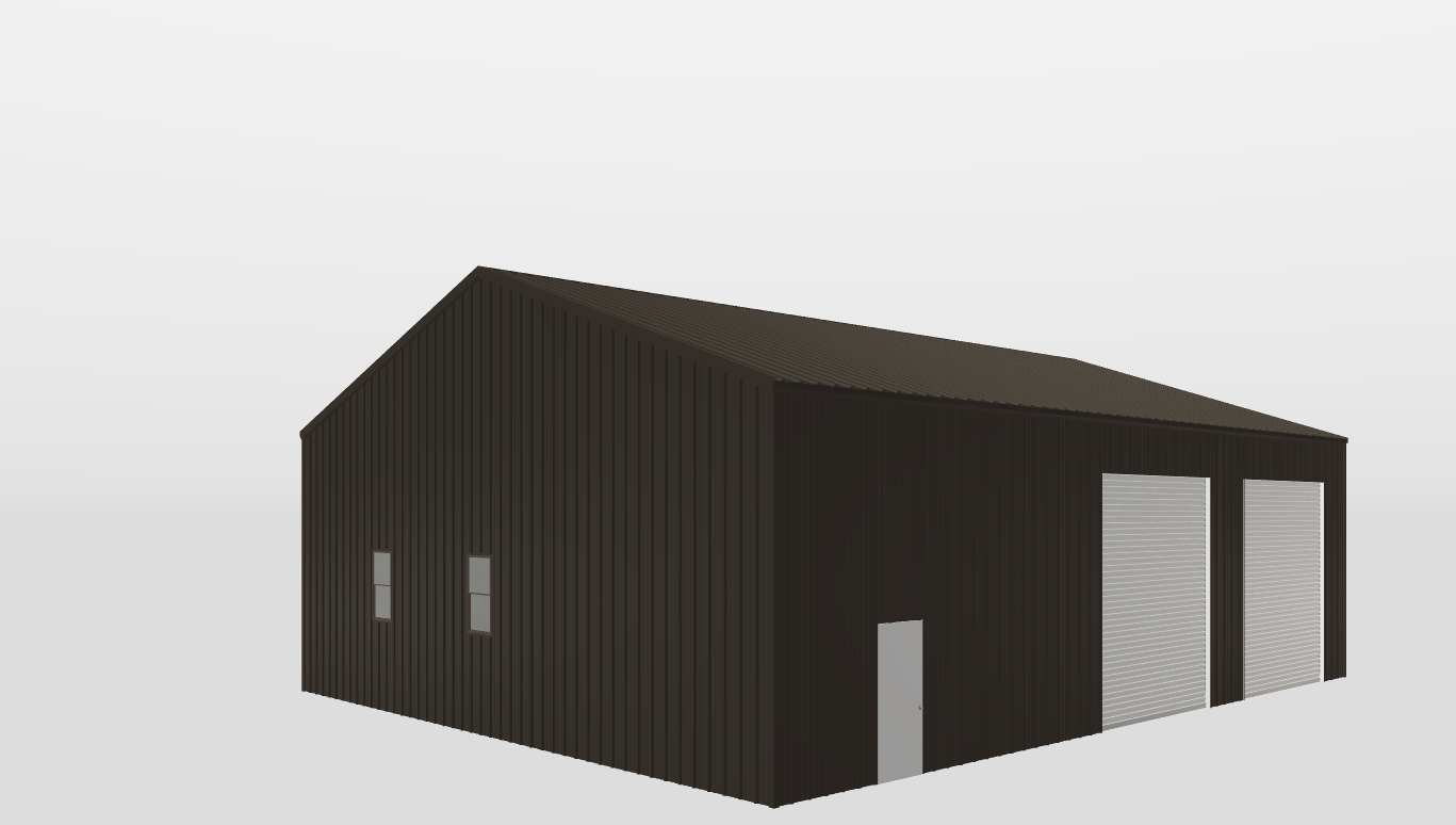 Perspective View Gable 46'X56'X16-tall
