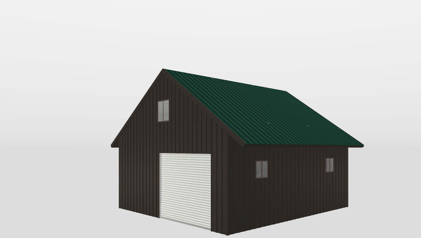 Perspective View Gable 28'X30'X12-tall