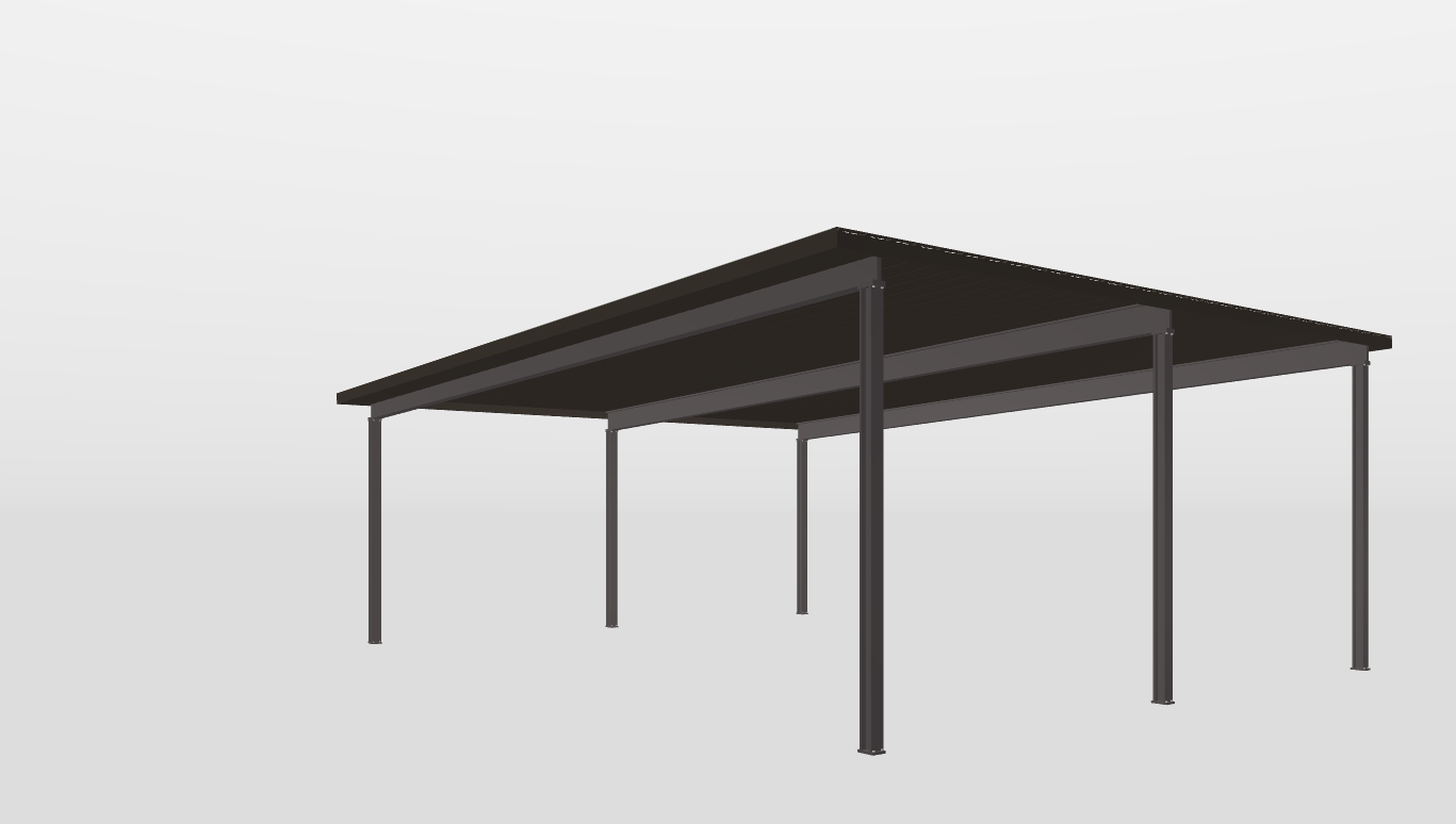 Front Red Iron Single Slope Carport 40'X30'X12-tall-ss