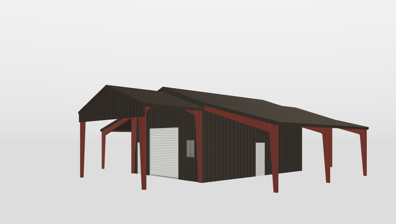 Perspective View Gable 24'X32'X13-tall