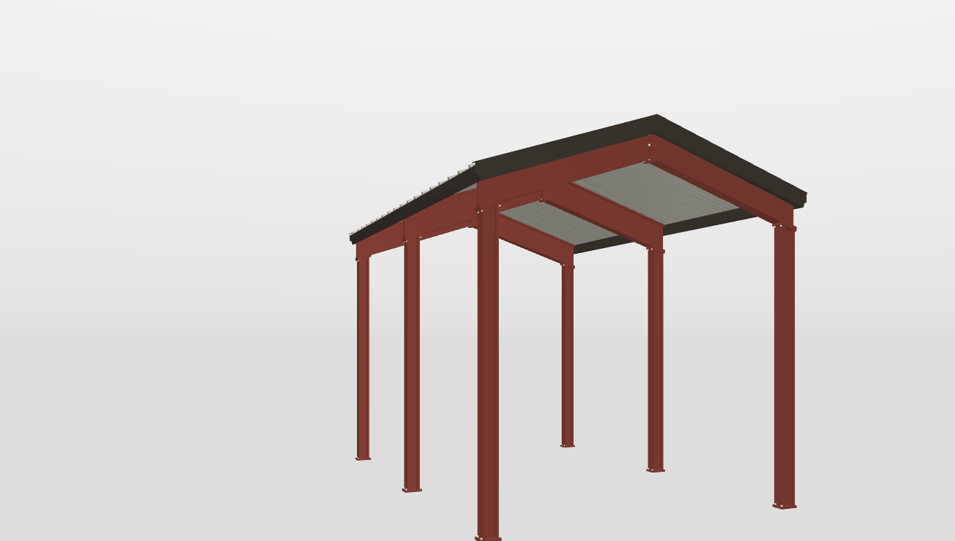 Front Red Iron Gable Style Carport 12'X18'X10-tall