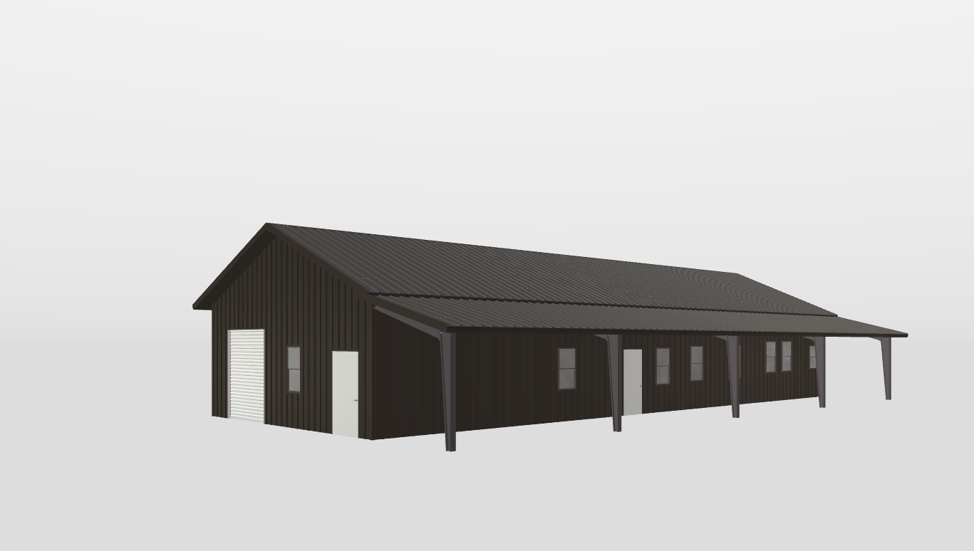 Perspective View Gable 30'X75'X11-tall