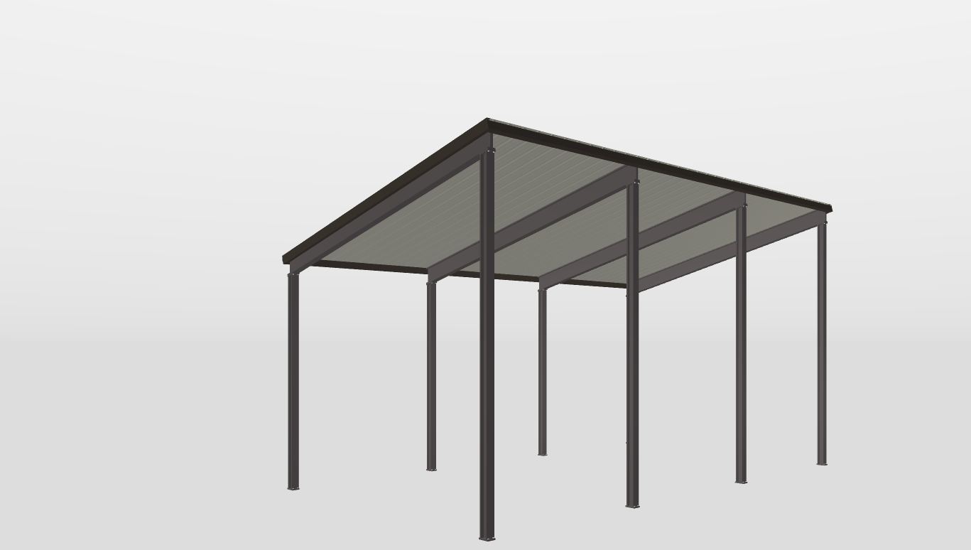 Perspective View Red Iron Single Slope Carport 20'X35'X14-tall-ss