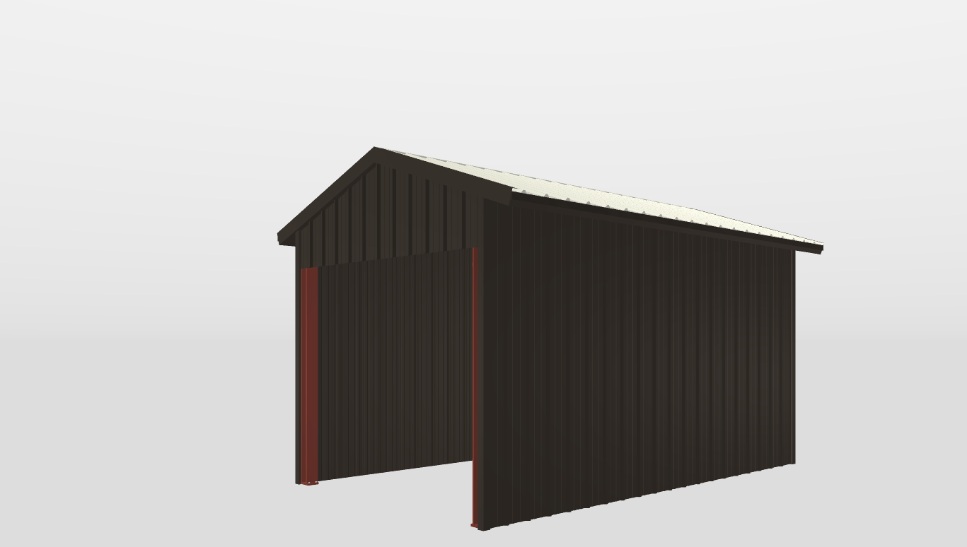 Perspective View Red Iron Gable Style Carport 12'X20'X10-tall