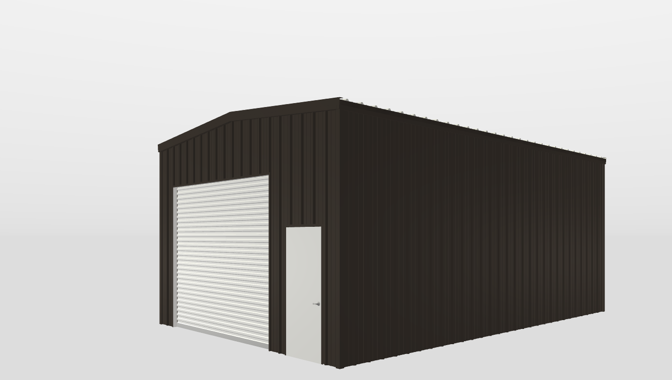 Perspective View Red Iron Gable Style Carport 20'X30'X12-tall