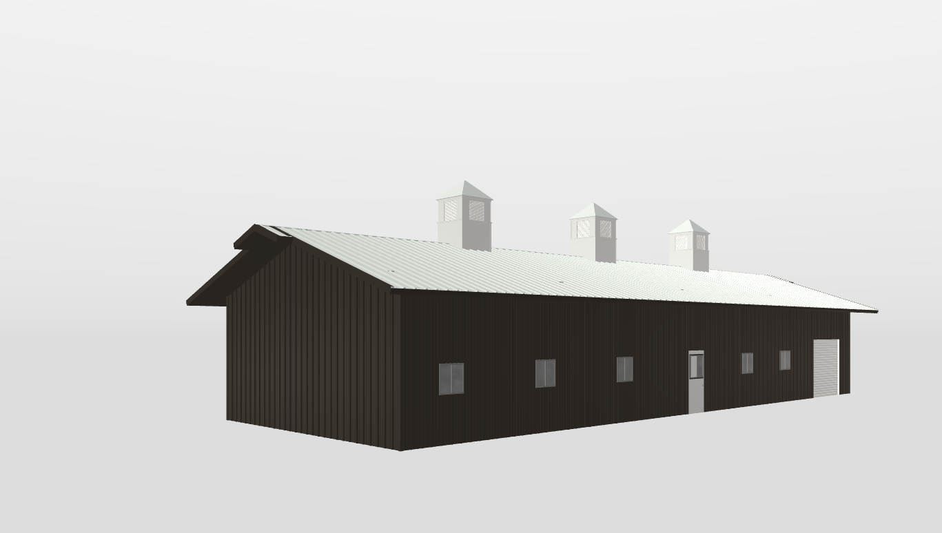 Perspective View Gable 30'X80'X12-tall