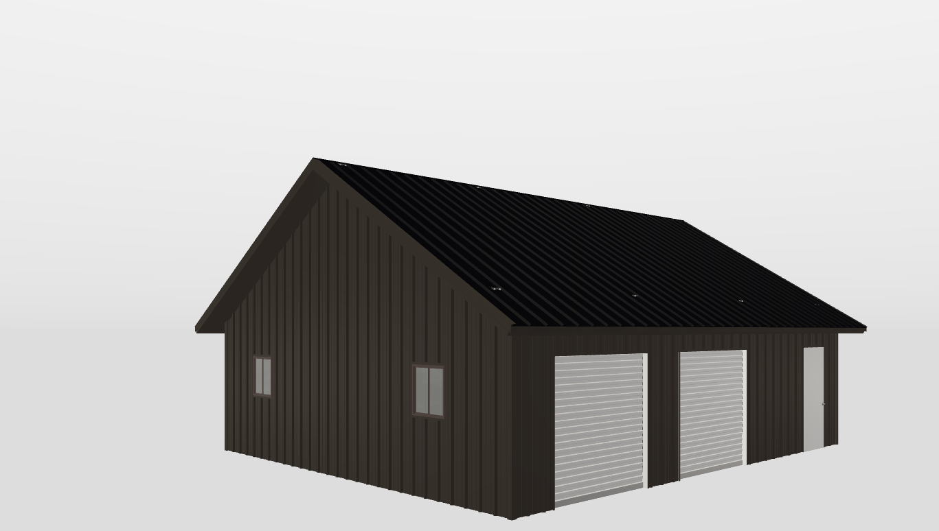 Perspective View Gable 28'X32'X8-tall