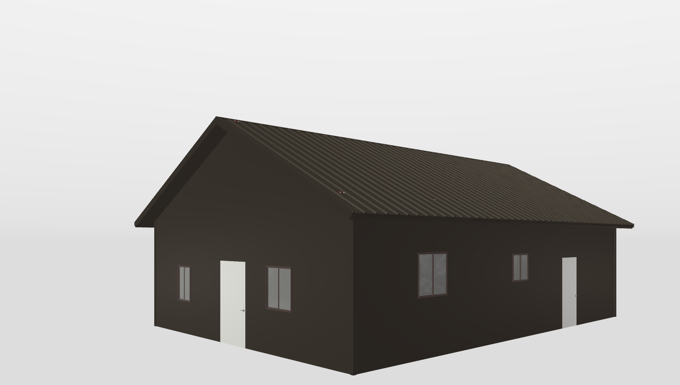 Perspective View Gable 30'X40'X10-tall