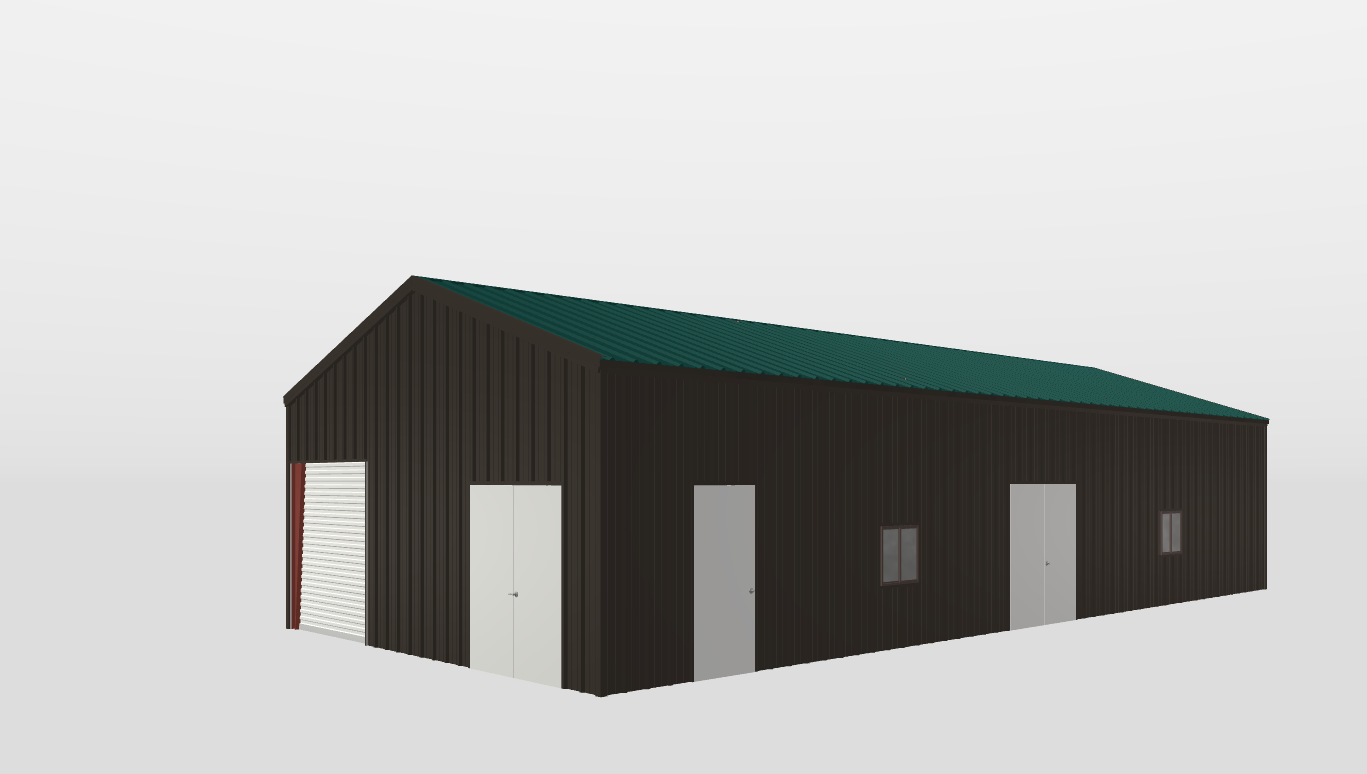 Perspective View Gable 25'X54'X10-tall