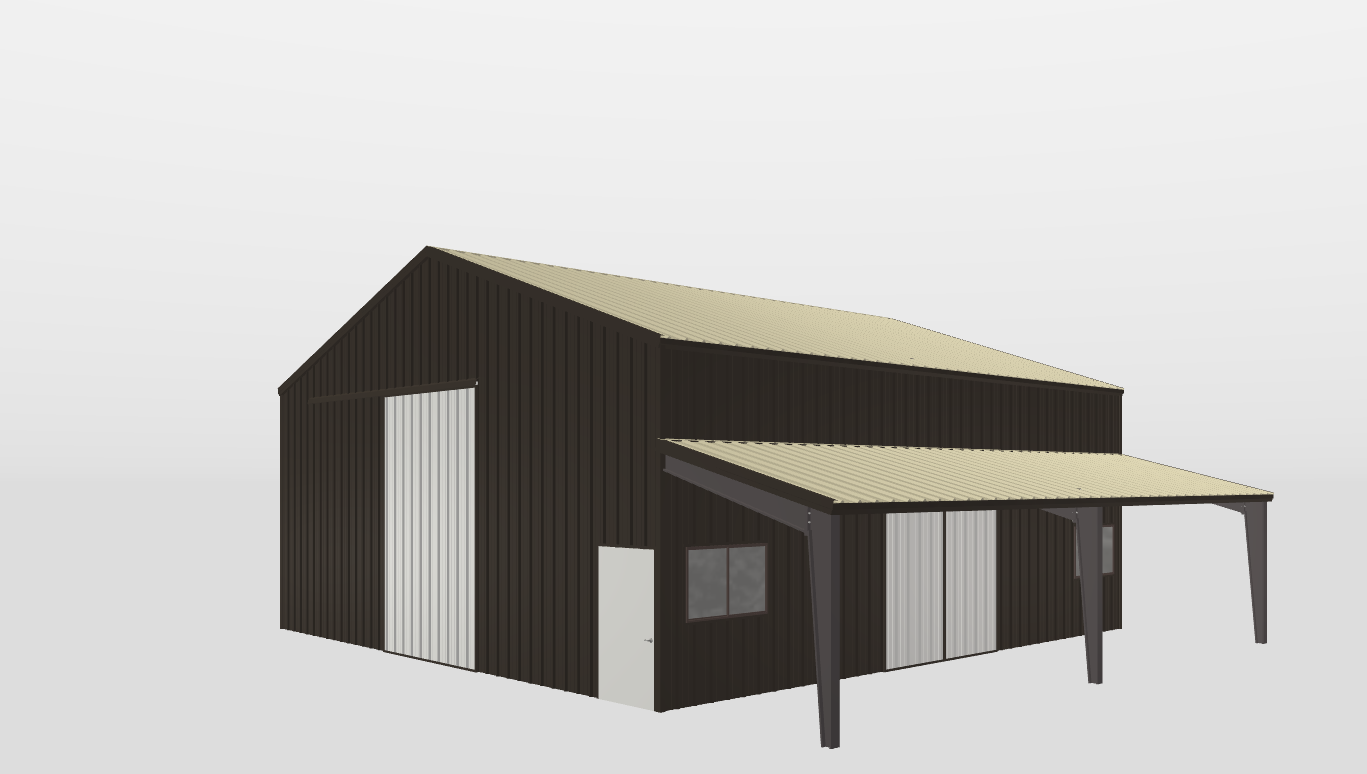 Perspective View Gable 40'X40'X15-tall
