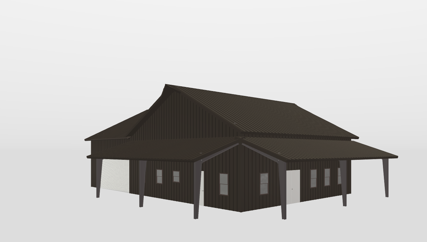 Perspective View Gable 40'X40'X14-tall