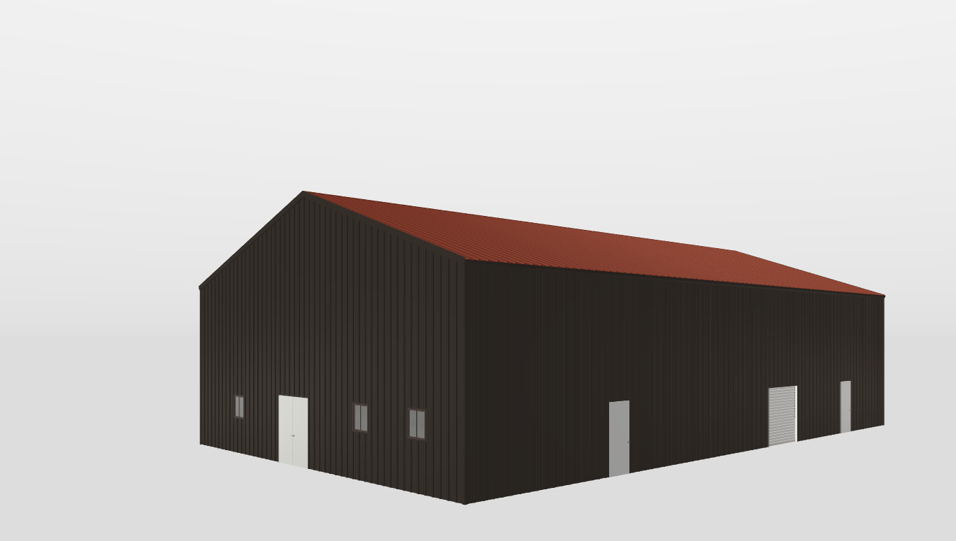 Perspective View Gable 50'X80'X18-tall