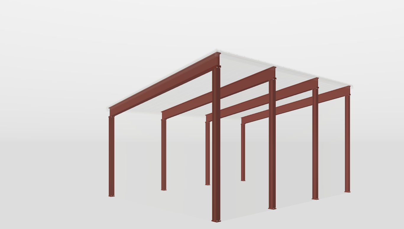 Frame Red Iron Single Slope Carport 20'X25'X10-tall-ss