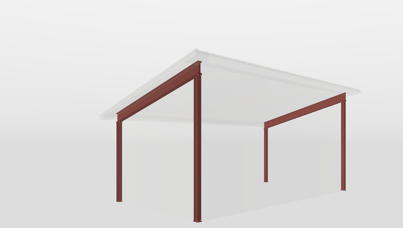Frame Red Iron Single Slope Carport 16'X30'X10-tall-ss