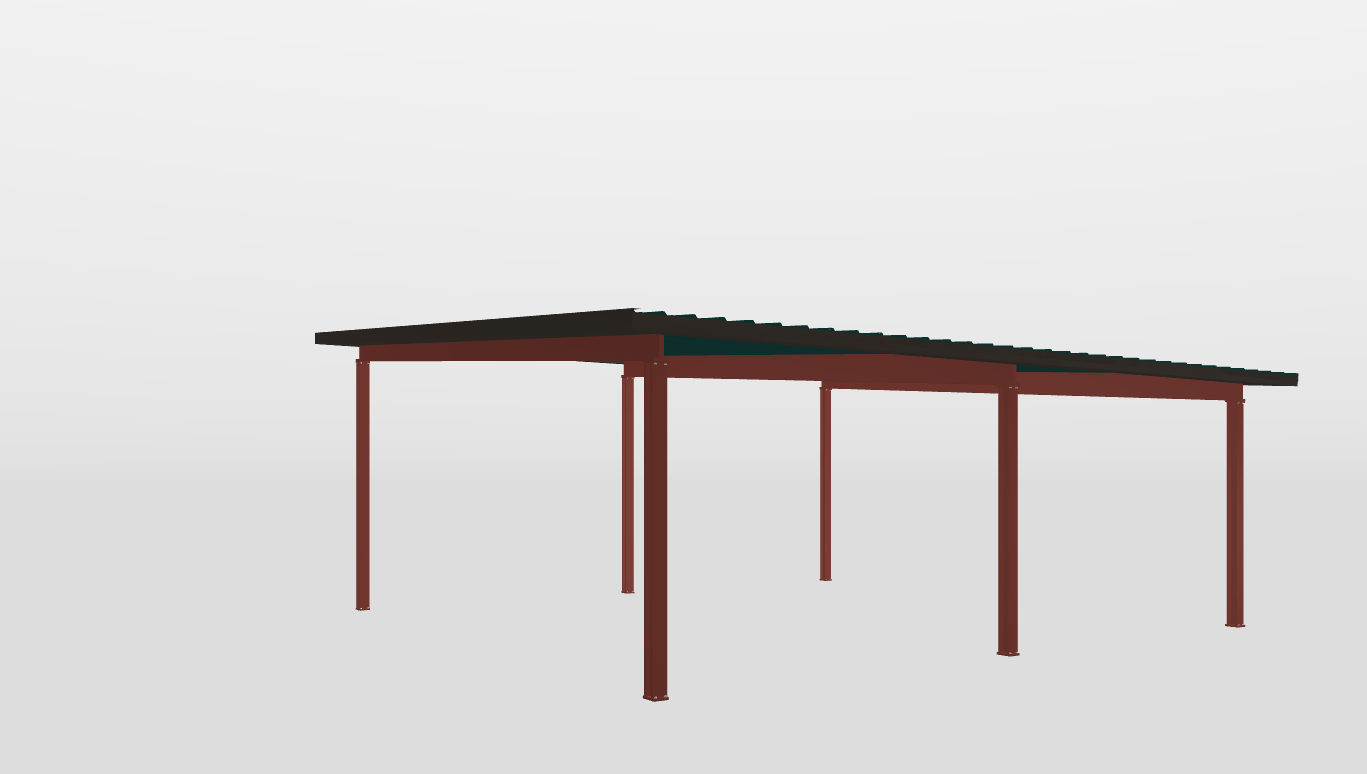 Right Red Iron Single Slope Carport 30'X30'X10-tall-ss