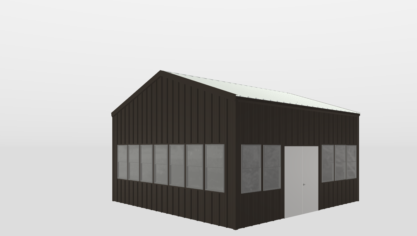 Perspective View Gable 22'X22'X10-tall