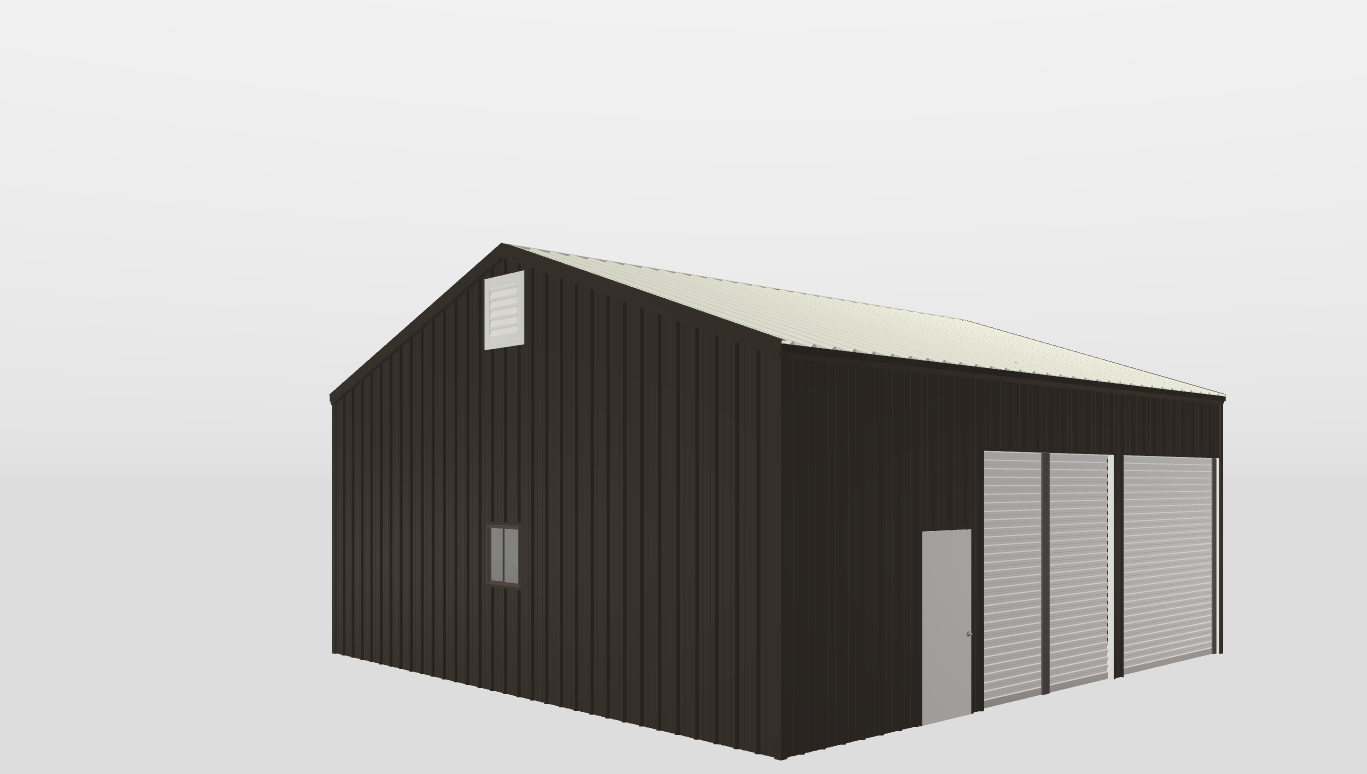 Perspective View Gable 32'X32'X12-tall