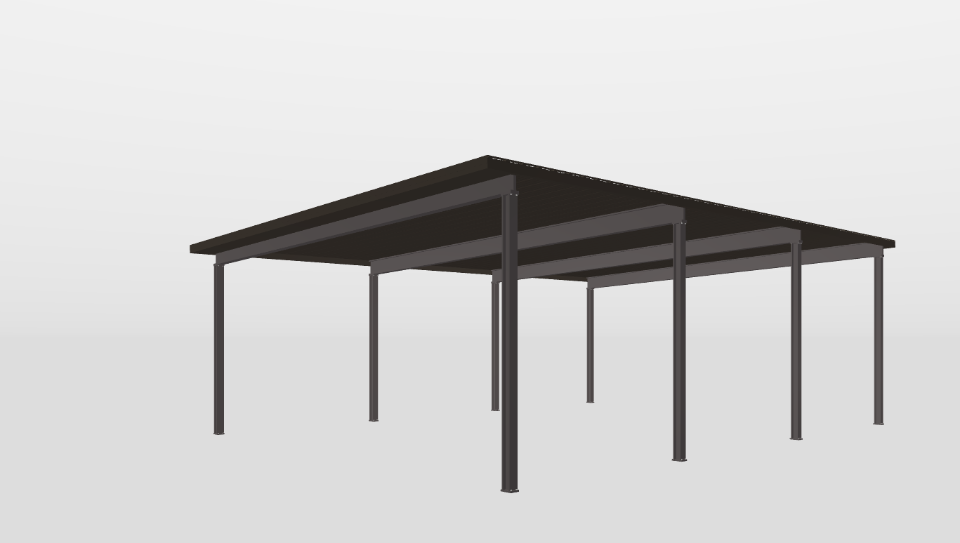 Perspective View Red Iron Single Slope Carport 31'X40'X12-tall-ss
