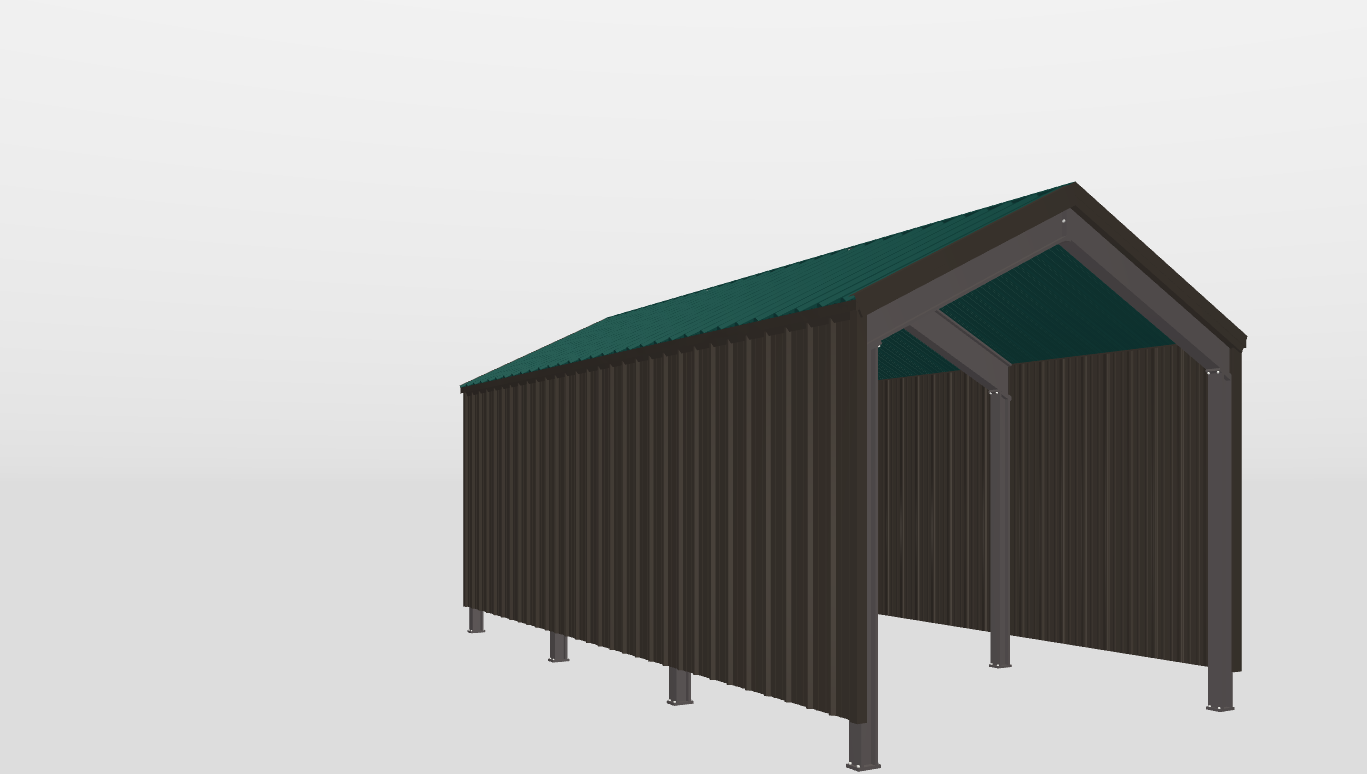 Front Red Iron Gable Style Carport 14'X30'X10-tall
