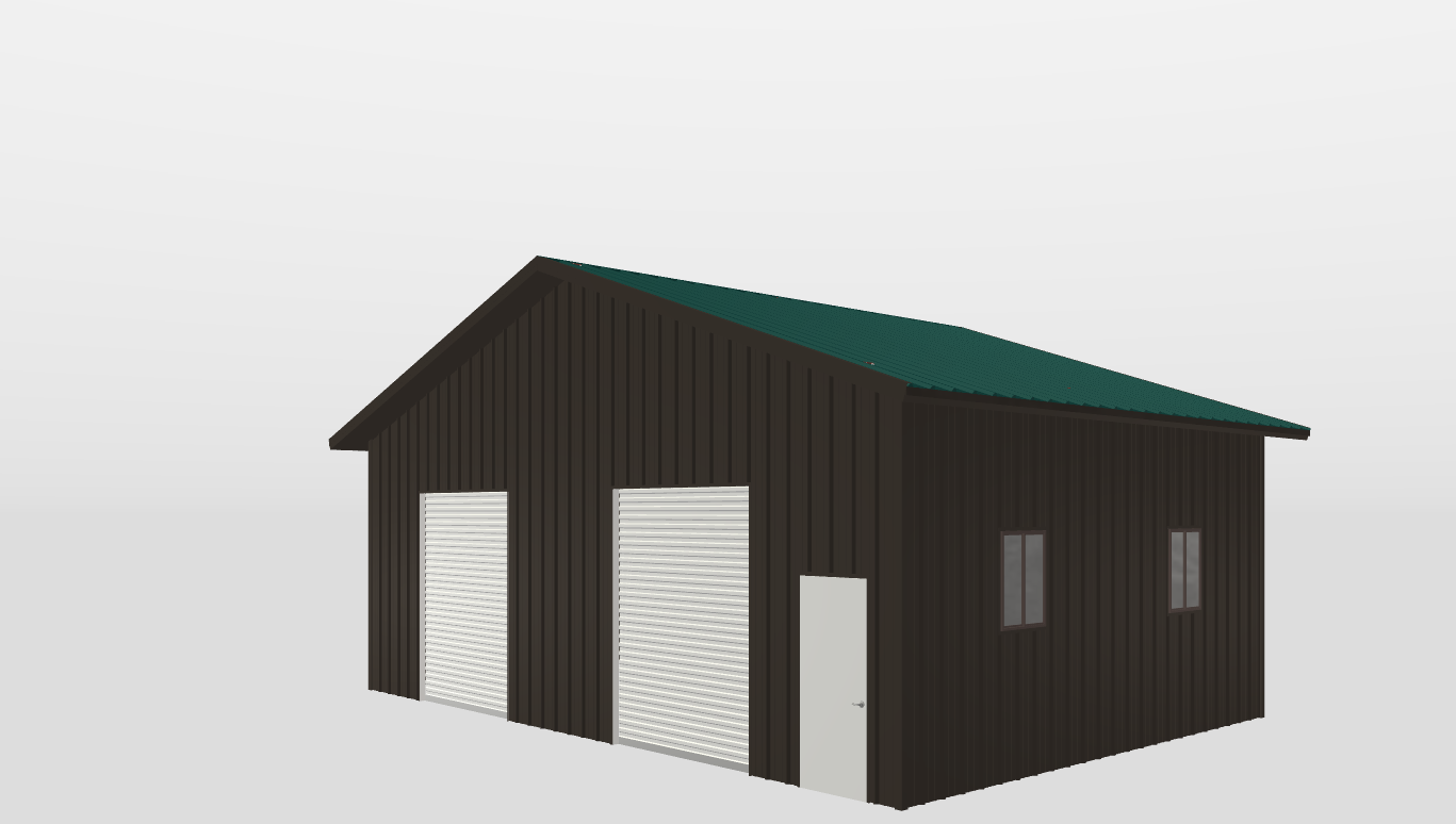 Perspective View Gable 36'X24'X12-tall