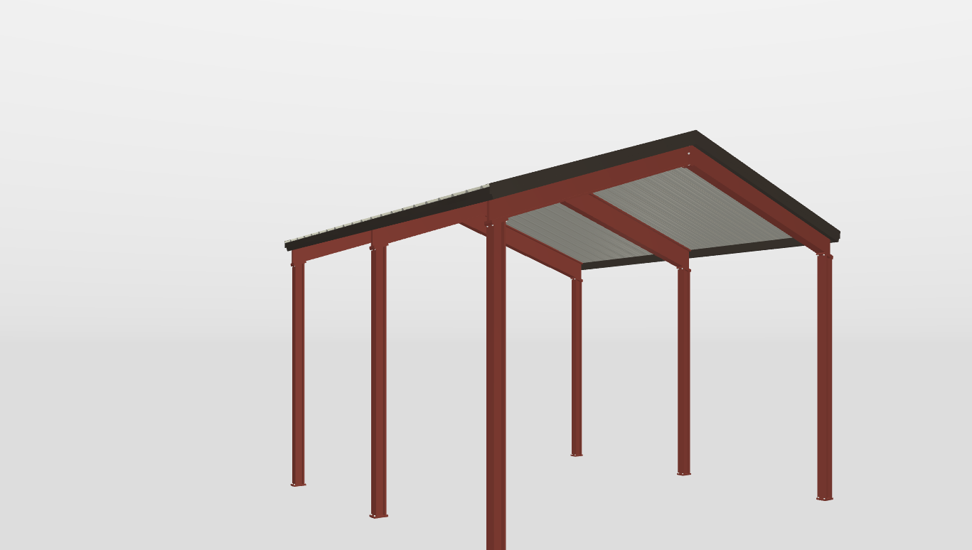 Right Red Iron Gable Style Carport 20'X20'X12-tall