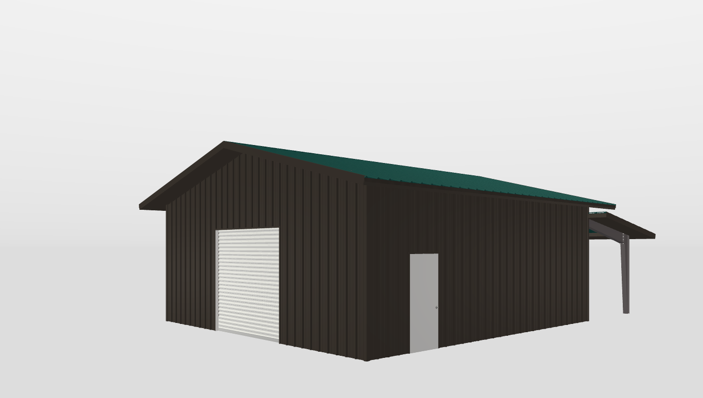 Perspective View Gable 30'X30'X11-tall