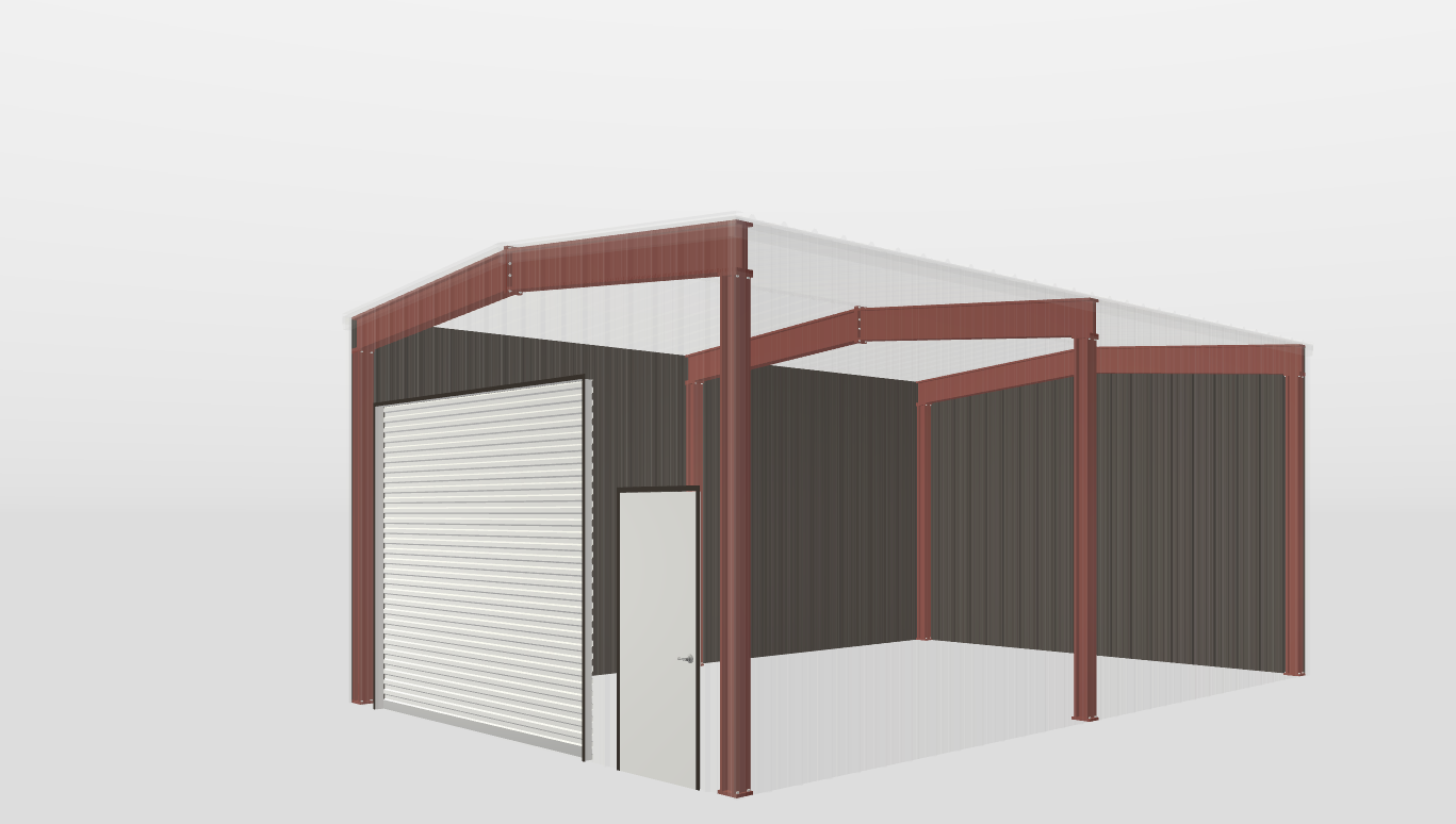 Frame Red Iron Gable Style Carport 20'X30'X12-tall