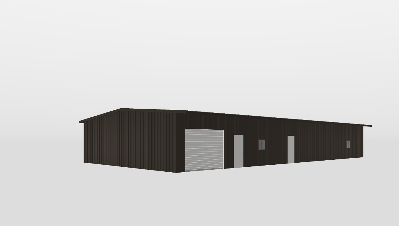Perspective View Gable 40'X80'X10-tall