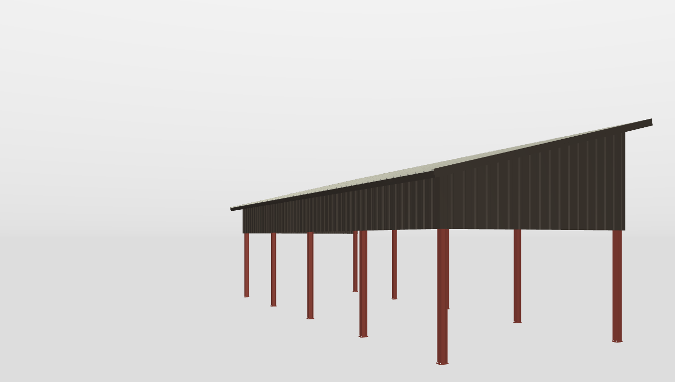 Front Red Iron Single Slope Carport 18'X50'X12-tall-ss