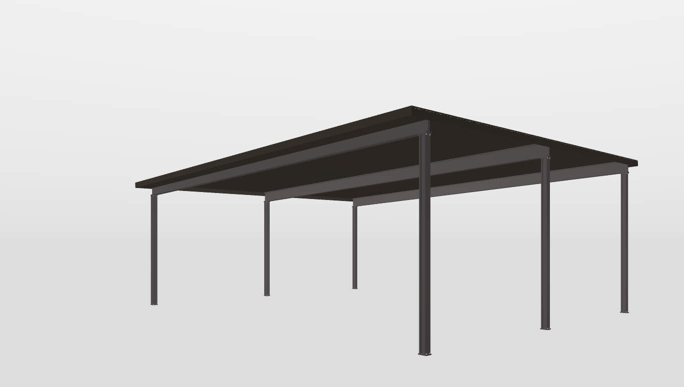 Perspective View Red Iron Single Slope Carport 40'X30'X12-tall-ss