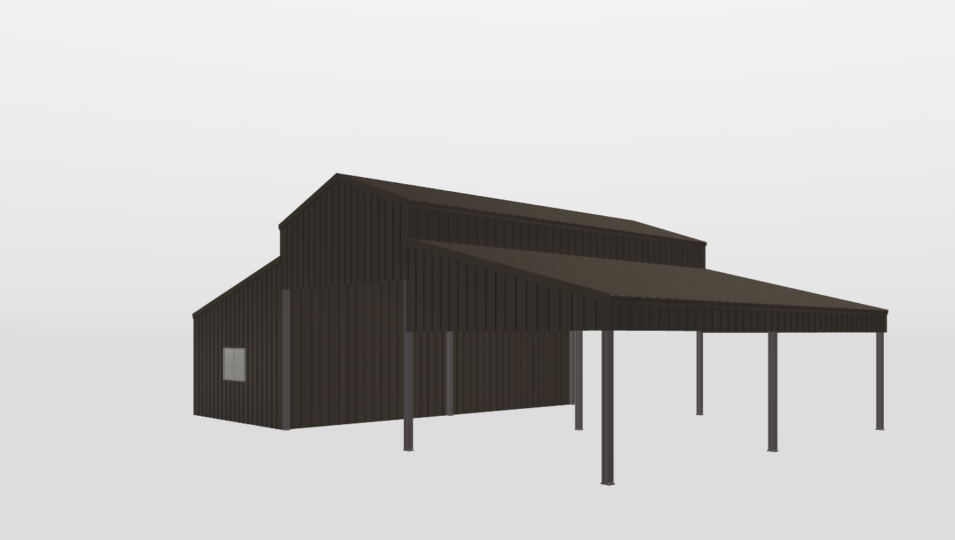 Perspective View Red Iron Gable Style Carport 20'X40'X18-tall
