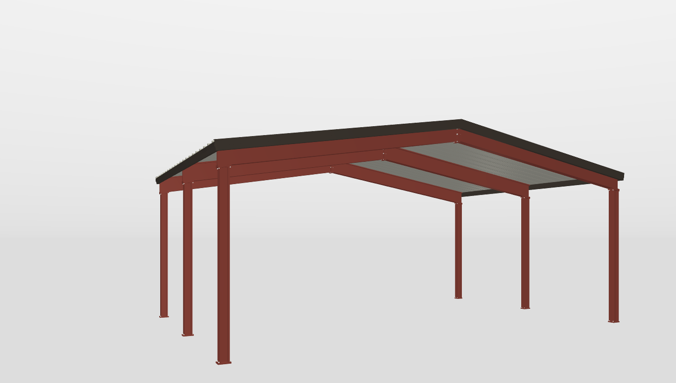 Right Red Iron Gable Style Carport 30'X20'X10-tall