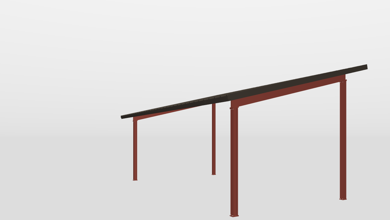 Front Red Iron Single Slope Carport 16'X30'X10-tall-ss