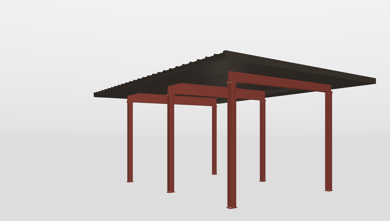 Front Red Iron Single Slope Carport 14'X20'X10-tall-ss