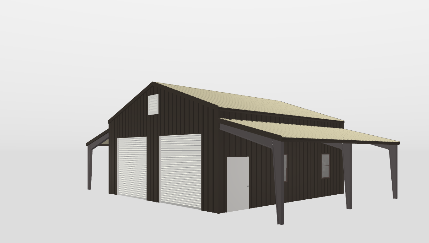 Perspective View Gable 30'X30'X12-tall