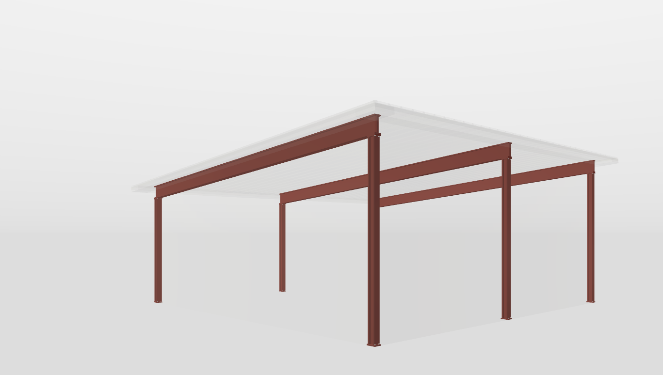 Frame Red Iron Single Slope Carport 30'X30'X10-tall-ss