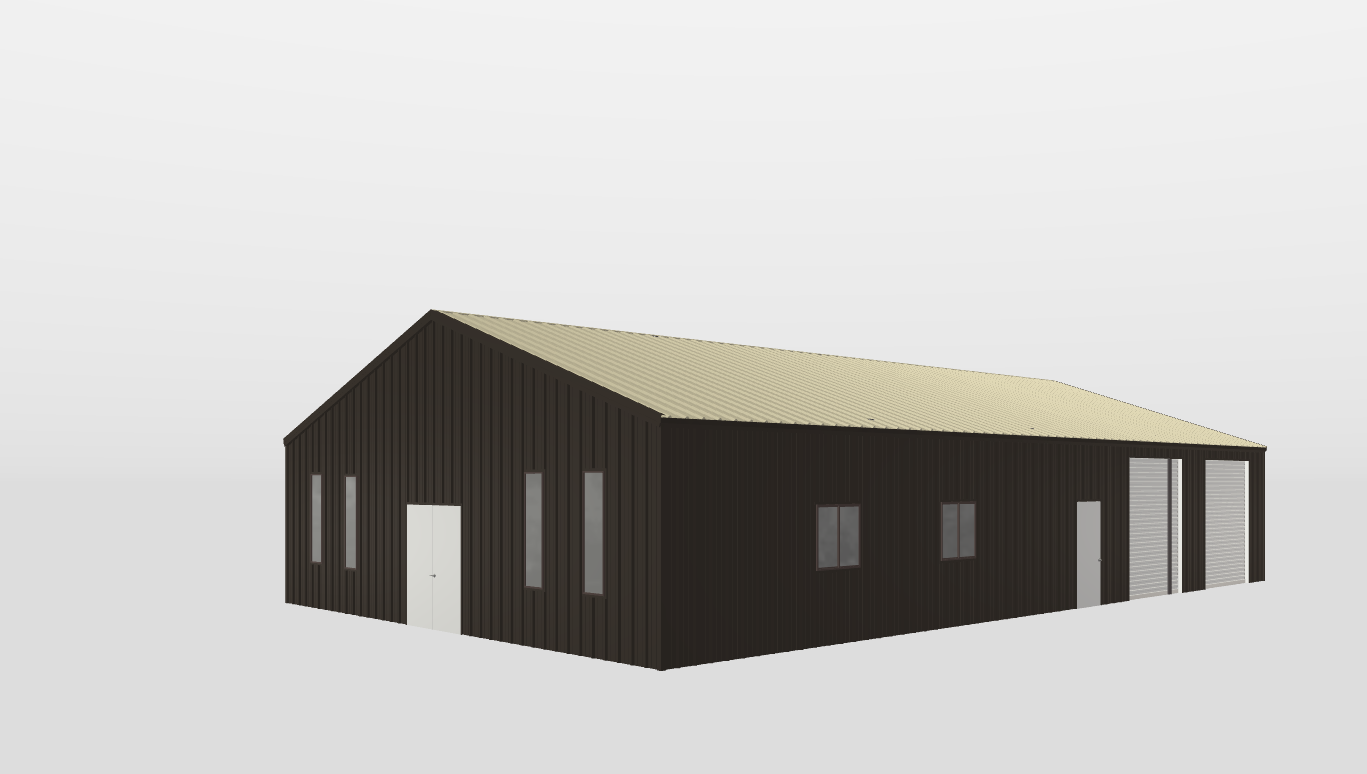 Perspective View Gable 40'X65'X10-tall