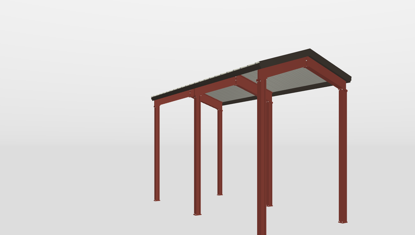 Front Red Iron Gable Style Carport 10'X22'X12-tall